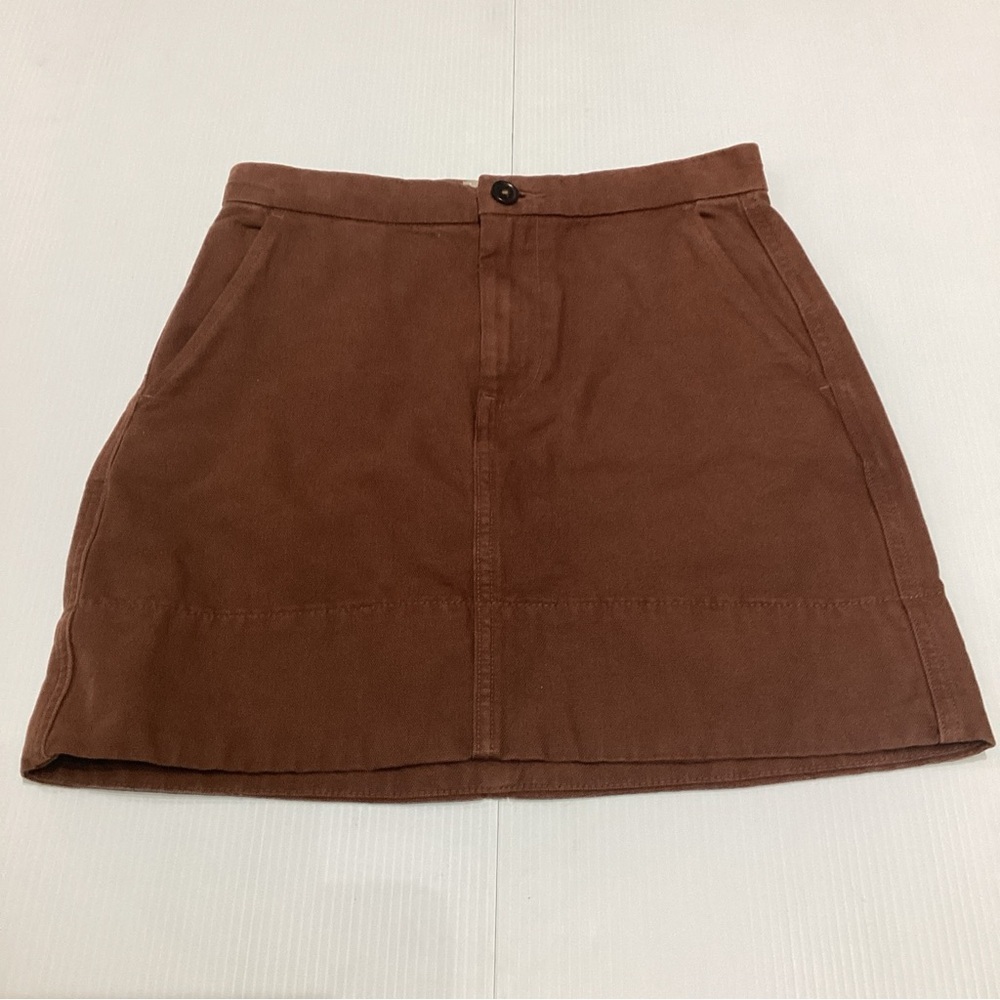 Everlane Skirt Womens Size 2 Brown Cotton A Line Zip Trendy Casual